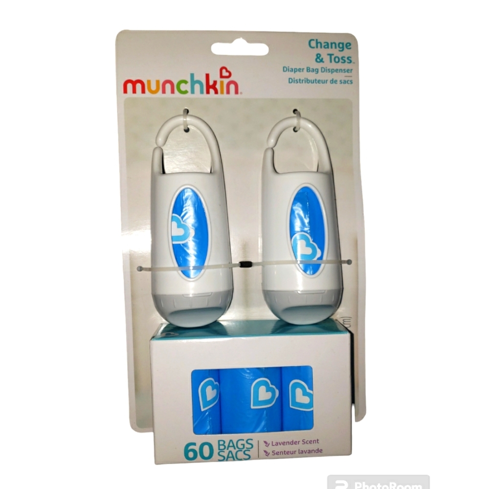 Munchkin Change & Toss Diaper Bag Dispensers, 2 Pack and 5 Piece Refill Rolls